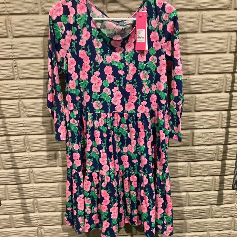 Lilly Pulitzer navy blue/pink flower dress